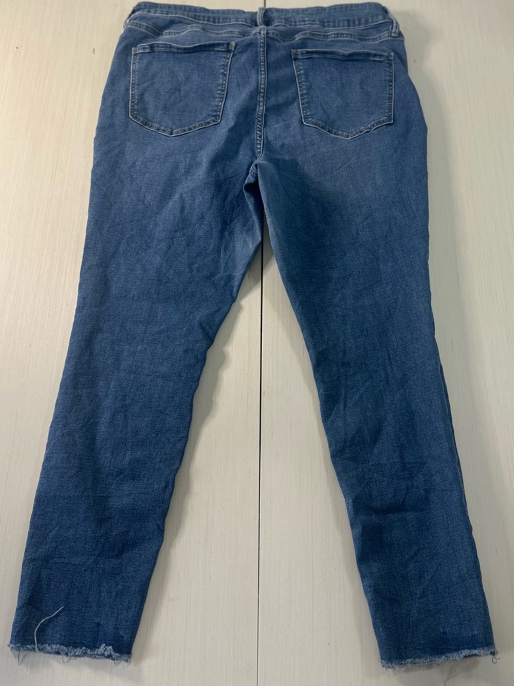 Old Navy Rockstar Super Skinny Jeans 14 Blue Button Fly Raw Hem Distressed